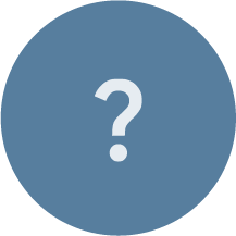 A white question mark centered in a solid blue circle on a plain background.
